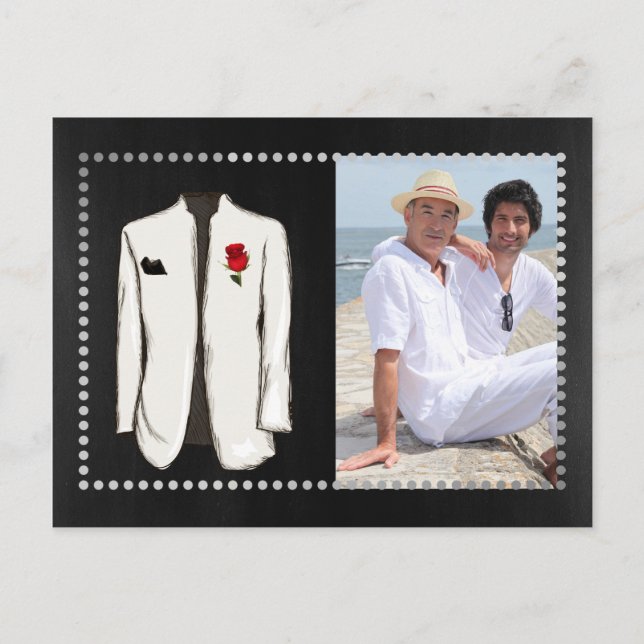 Carte Postale Faire-part Photo gay de sauvegarde de la date (Devant)