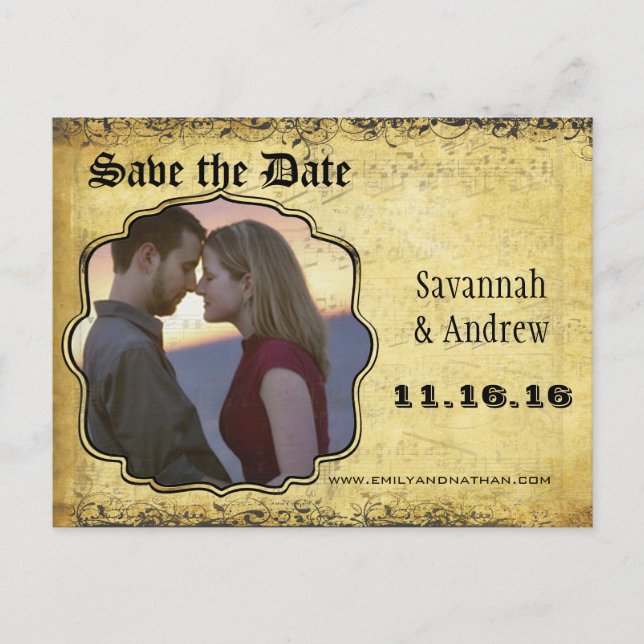 Carte Postale Faire-part Photo Golden Yellow Heart Leaf Tree Enregistrer la (Devant)