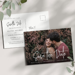 Carte Postale Faire-part Photo manuscrite moderne Enregistrer la date