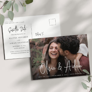 Carte Postale Faire-part Photo manuscrite moderne Enregistrer la date