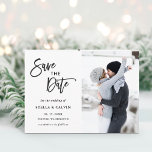 Carte Postale Faire-part Photo Mariage moderne noir et blanc Enregistrer la<br><div class="desc">Mariage simple et moderne Enregistrer la carte postale Date Photo.</div>