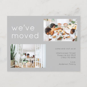 Carte Postale Faire-part Photo minimaliste Gris Deux Familles