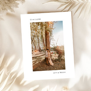 Carte Postale Faire-part Photo Minimaliste Moderne Juste Marié Elopement