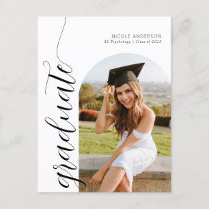Carte Postale Faire-part photo Modern Script Graduate Arch 2