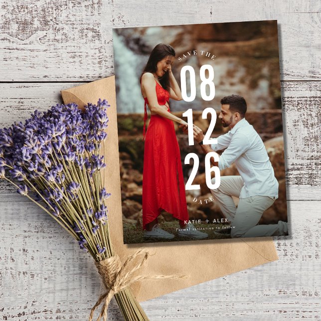 Carte Postale Faire-part Photo moderne Budget Mariage Enregistrer la date (Modern Photo Budget Wedding Save the Date)