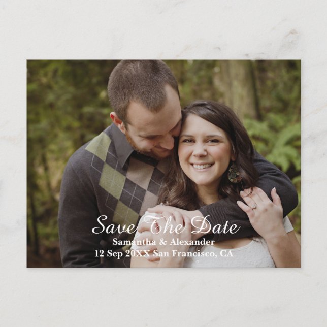 Carte Postale Faire-part Photo Moderne Enregistrer La Date (Devant)