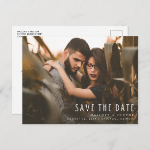 Carte Postale Faire-part Photo moderne Mariage élégant Enregistrer la date