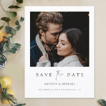 Carte Postale Faire-part Photo moderne minimaliste personnalisée Enregistre<br><div class="desc">Ce mariage photo simple et chic, à l'exception de la date modèle de carte postale, présente un design élégant, minimaliste et moderne. L'avant présente vos prénoms, votre date et votre emplacement sous votre photo préférée et un message "save the date" transmis avec un mélange frappant de deux polices distinctes, avec...</div>