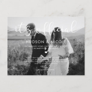 Carte Postale Faire-part Photo officielle du Mariage Elopement