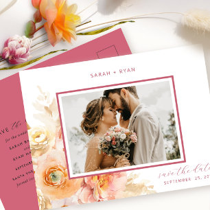 Carte Postale Faire-part Photo Peach Blush, Mariage Bourgogne Enregistrer l