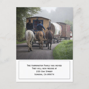 Carte Postale Faire-part Photo Personnalisée Caravan Riders On Horses Movin
