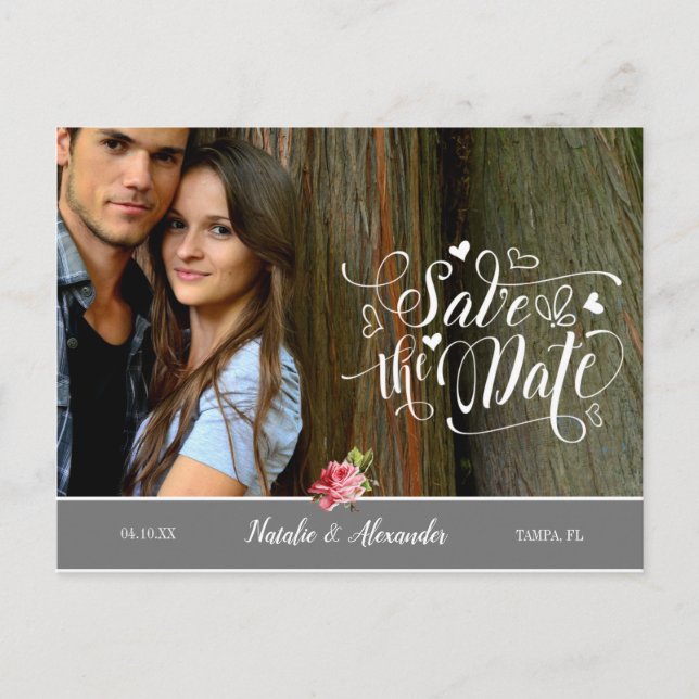 Carte Postale Faire-part Photo personnalisée | Enregistrer La Date (Devant)