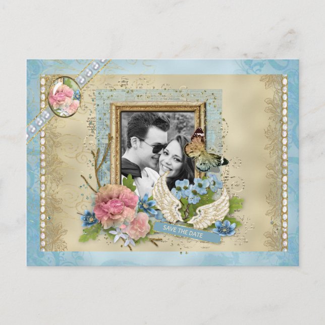 Carte Postale Faire-part Photo romantique Sauvez la date (Devant)