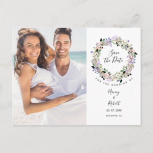 Carte Postale Faire-part Photo Save the Date Jolie lavande Floral Garland