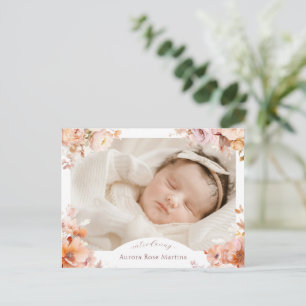 Carte Postale Faire-part Photo Vintage blanche d'automne photo de naissance