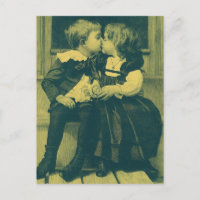 Photo vintage d'amour et de romance, Enfants s'emb
