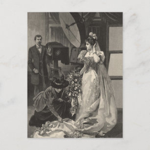 Carte Postale Faire-part Photographe de portrait de mariage vintage Enregis