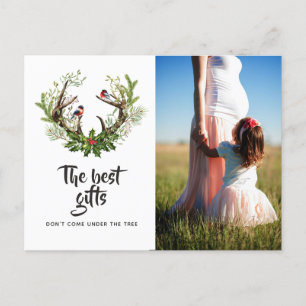 Carte Postale Faire-part Photographie de bébé Noël cerf rustique pour futur