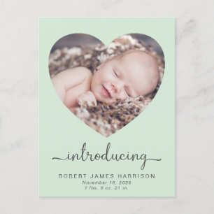 Carte Postale Faire-part Photos Mint Green Baby Birth