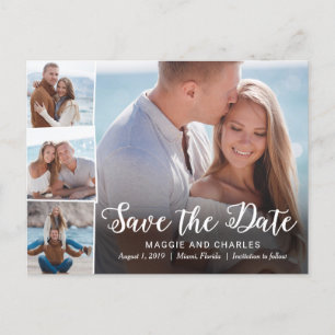 Carte Postale Faire-part Photos Overlapped Mariage Enregistrer La Date Cart