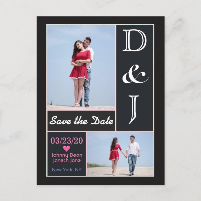 Carte Postale Faire-part Photos personnalisées Enregistrer la date (Devant)