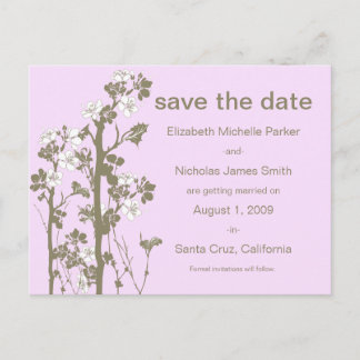 Carte Postale Faire-part PICK-YOUR-OUR-COLOR Floral japonais Enregistrer la