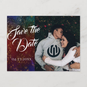 Carte Postale Faire-part Pinceaux Vibrants   Photo de date de mariage de to