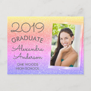 Carte Postale Faire-part Pink - Annonce de Parties scintillant violette