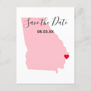 Carte Postale Faire-part Pink Georgia Red Heart Enregistrer la date
