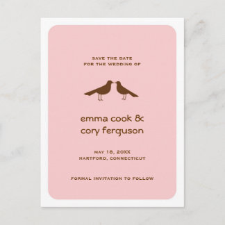 Carte Postale Faire-part Pink personnalisé enregistrer la date inséparables