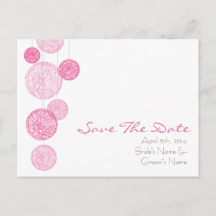 Carte Postale Faire-part Pink Twine Globes Mariage Enregistrer La Date
