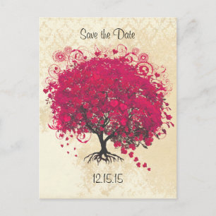 Carte Postale Faire-part Pink Yarrow Heart Leaf Tree Wedding Enregistrer La