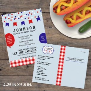 Carte Postale Faire-part Pique-nique BBQ ・ Barbecue ・ Réunion ・ Anniversa