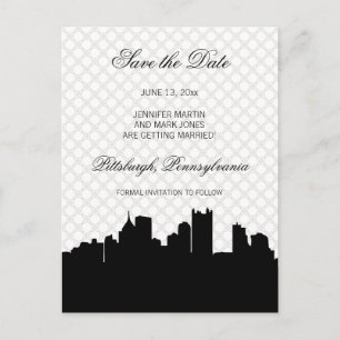 Carte Postale Faire-part Pittsburgh Noir et Blanc Dentelle Enregistrer la d