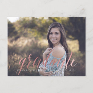 Carte Postale Faire-part PixDezines 20xx Graduate Photos/Faux Rose Gold
