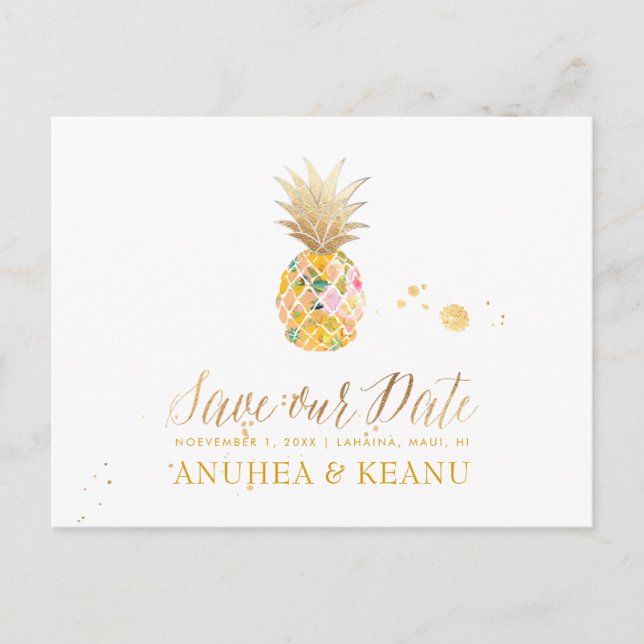 Carte Postale Faire-part PixDezines Aloha Ananas/Rose chaud/Enregistrer la  (Devant)