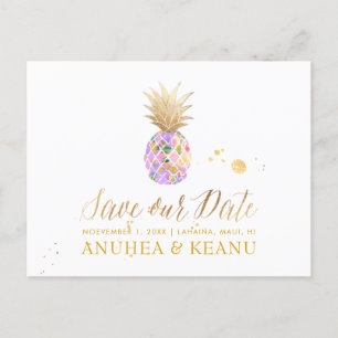 Carte Postale Faire-part PixDezines Aloha Ananas/Violet/Faire-part de maria