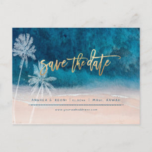 Carte Postale Faire-part PixDezines Beach Faux Or Moderne Brosse Script Ann