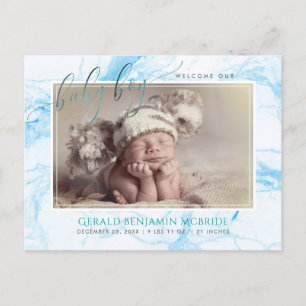 Carte Postale Faire-part PixDezines Bienvenue Petit Garçon, Faux Feuille+Ma