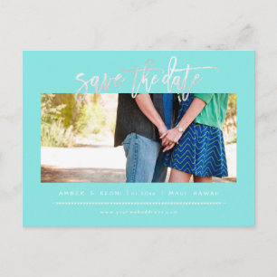 Carte Postale Faire-part PixDezines Blush Faux Platine Écriture Manuscrite 