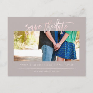 Carte Postale Faire-part PixDezines BlushFaux Rose Gold Moderne Brush Scrip