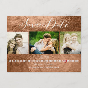 Carte Postale Faire-part PixDezines bronze/feuille faux pour photos save th