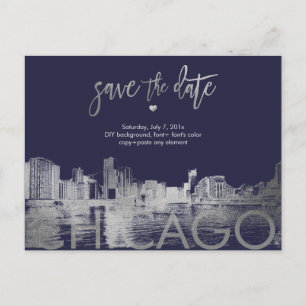 Carte Postale Faire-part PixDezines/Chicago Enregistrez la Date/Faux Argent