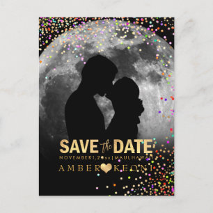 Carte Postale Faire-part PixDezines Confetti+Faux Gold Enregistrer la date