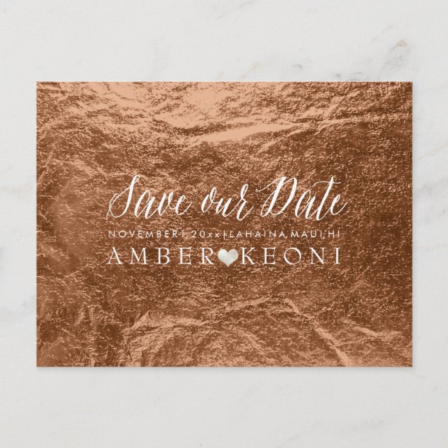 Carte Postale Faire-part PixDezines Copper/Bronze/Faux Foil/Save Date (Devant)