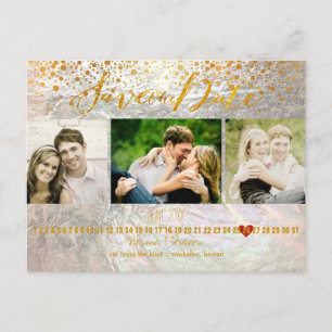 Carte Postale Faire-part PixDezines ébloui/faux foil/photos save the date