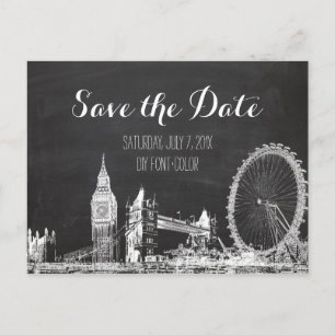 Carte Postale Faire-part PixDezines/enregistrer la date/ardoise/londres esq