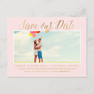 Carte Postale Faire-part PixDezines Enregistrer la date/Faux Gold Modern Sc