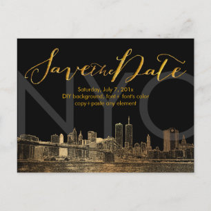 Carte Postale Faire-part PixDezines/Enregistrer la date/Faux or/Tour jumell