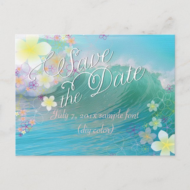 Carte Postale Faire-part PixDezines/enregistrer la date/hula dream/waves (Devant)